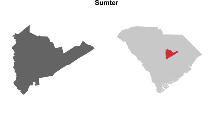 Sumter County (South Carolina) blank outline map set