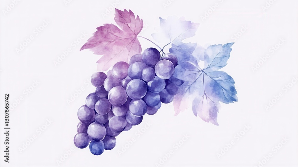 Poster Modern abstract logo featuring a grape bunch with soft purple hues and minimalist artistic design Generative AI