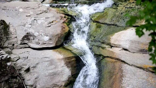 Beautiful waterfall in Spain, near from village Rupit in Catalonia, with slow motion technique.
