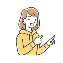 指差しでアピールする女性のイラスト素材