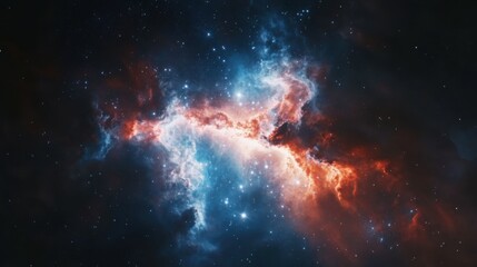 Obraz premium An amazing nebula in deep space, with vibrant colors and a galaxy background, stars and galaxies