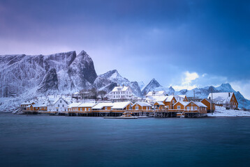 Loftoen, February 23: View across the fjord to the village at Sakrisoy