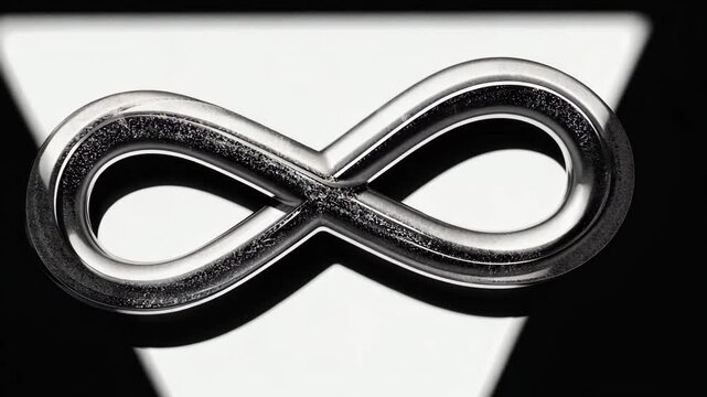 Silver infinity sign in a ray of light