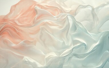 Obraz premium Soft, flowing pastel fabric with gentle waves and ombre effect.