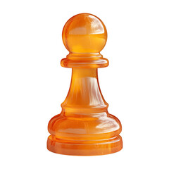 A high-quality 3D-rendered image of a translucent amber chess pawn, isolated on a white background