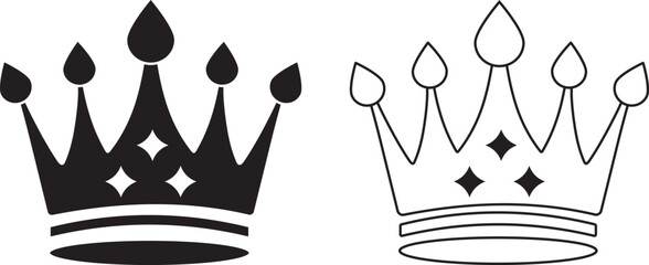crown vector icon in silhouette, symbolizing royalty, power, luxury, and monarchy. Perfect for logos, branding, and noble-themed designs
