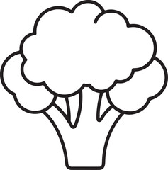 broccoli line art, black outline, vector and illustration, coloring book page line art drawing
