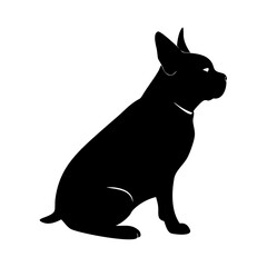 a silhouette of a small dog sitting, showcasing its sleek shape against a isolated backdrop, vector illustration