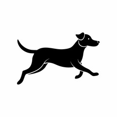 a black silhouette of a dog running, capturing the essence of agility and movement, vector illustration