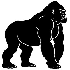 Obraz premium a powerful silhouette of a gorilla standing confidently. This graphic embodies strength and wildness, vector illustration