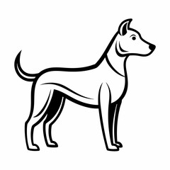 Fototapeta premium a stylized illustration of a dog in a clean, minimalist design. The dog stands with a poised stance, captured in stark black and white lines vector illustration