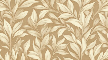 Beige floral pattern wallpaper design for interior use