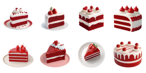 Red velvet cake transparent sample mockup plasticine png with no background.