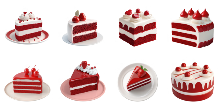 Red velvet cake transparent sample mockup plasticine png with no background.