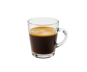 espresso coffee in a transparent cup - Transparent background