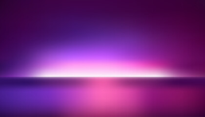 3D studio with gradient background, dark purple neon lights shining on floor and walls. Empty room for product display in night tone with lights and glossy surface for cars, motorcycles, modern techno