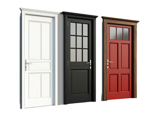 Three Doors White Black And Red On Transparent Background, PNG