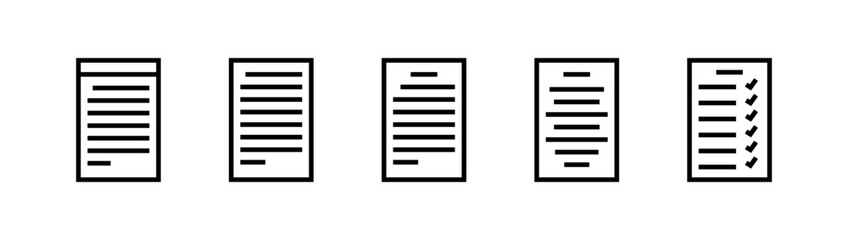 Copy icon in solid and stroke style. A4 sheet with text