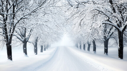 Winter landscape with snow-covered trees and quiet serenity