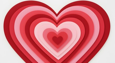 Abstract red pink heart layers valentine romance design graphic love card paper shape craft symbol