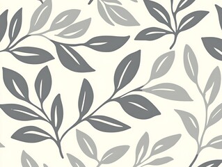 Monochrome Foliage Pattern of Twigs and Leaves on Pale Backdrop Design