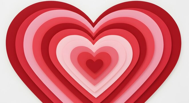 Abstract red pink heart layers valentine romance design graphic love card paper shape craft symbol - Powered by Adobe