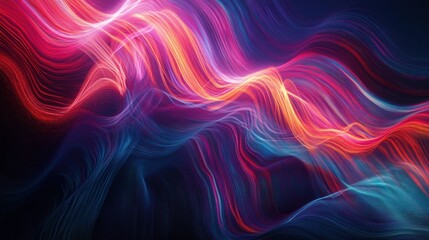 Obraz premium Abstract flowing wave patterns in vibrant neon colors background