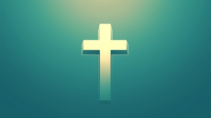 Fototapeta premium a simple green and white cross symbol, elegantly positioned against a solid background.