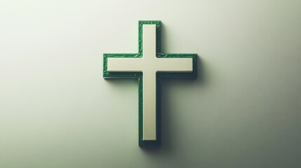 Obraz premium a simple green and white cross symbol, elegantly positioned against a solid background.
