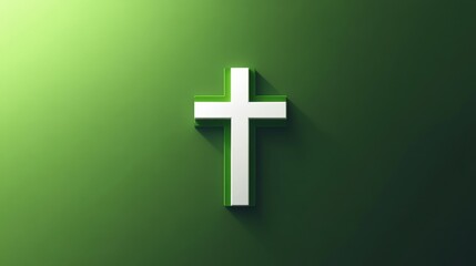 Fototapeta premium a simple green and white cross symbol, elegantly positioned against a solid background.