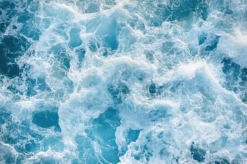 Fototapeta premium Ocean waves aerial view. Blue and white colors. High resolution
