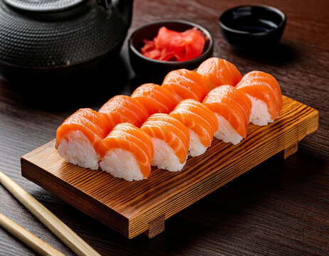 D&eacute;licieux sushi nigiri au saumon