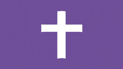 Fototapeta premium a simple purple and white cross symbol, elegantly positioned against a solid background.