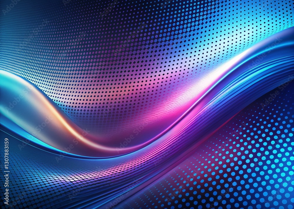 Poster abstract blue gradient background with halftone texture and dynamic curve - modern macro photography