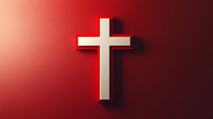 Obraz premium a simple red and white cross symbol, elegantly positioned against a solid background.