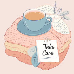 take care with coffee health concept