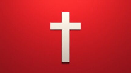Obraz premium a simple red and white cross symbol, elegantly positioned against a solid background.