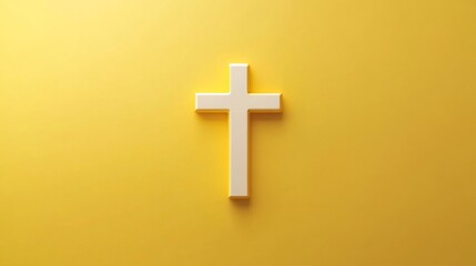 Obraz premium a simple yellow and white cross symbol, elegantly positioned against a solid background