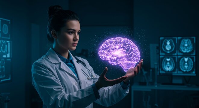 female doctor pressing modern medical button - Powered by Adobe