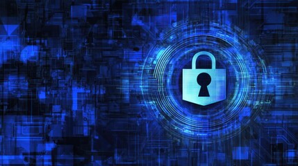 Digital Security Concept with Padlock Symbol and Abstract Circuit Board Background
