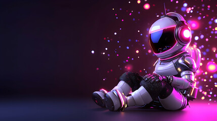 Fototapeta premium Pixel Art Astronaut in Neon Pink and Purple Lighting