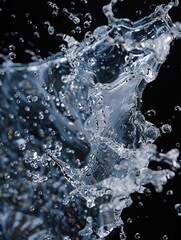 Dynamic water explosion against the darkness offering refreshing sensation