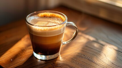 A beautiful ceramic coffee cup with a creamy cappuccino inside, topped with a delicate swirl of milk foam