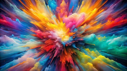 Obraz premium Abstract Chromatic Explosion: Vibrant Contemporary Art Painting