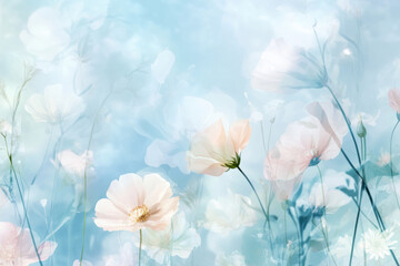 Delicate flowers creating a serene and dreamy atmosphere with soft colors