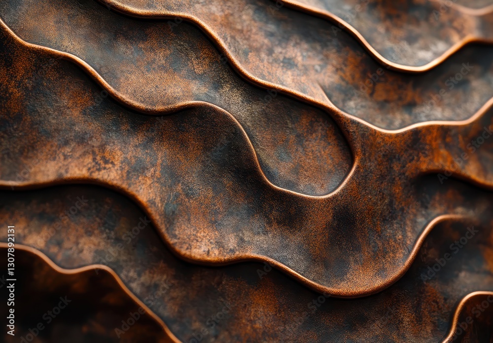 Poster abstract copper texture with wavy patterns and rich warm tones for artistic and design projects, per