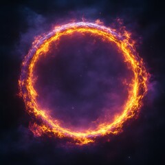 Ring of Fire Bursting in Space Nebula
