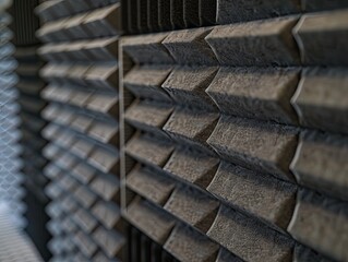 Textured acoustic foam panels create an intriguing geometrical pattern