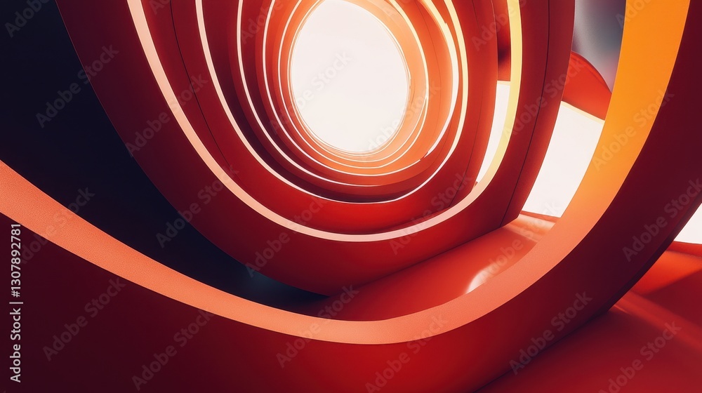 Fototapete a dynamic abstract scene with red and orange tones, swirling curves, and a futuristic feel, where th