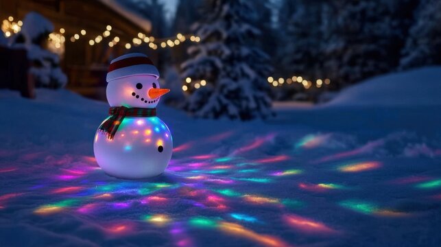 Boneco de neve iluminado no natal